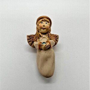 Vintage‎ March Birthstone Angel 2" Brooch Blue Rhinestone Resin Vintage 90s